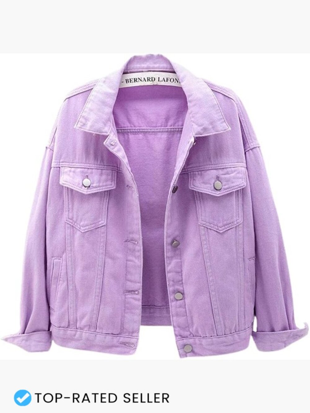 Women's Candy Color Denim Jacket Button Up Long Sleeve Loose Trucker Coat